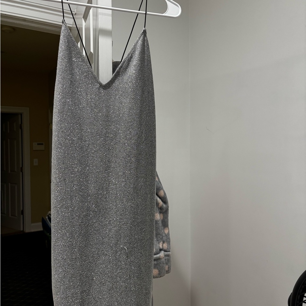 H& M Elegant Silver Slip Dress Bodycon Size XL